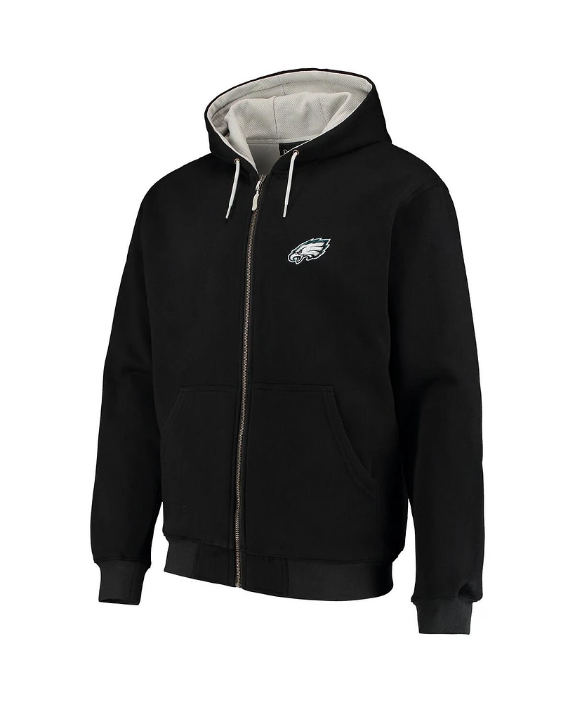 Men's Dunbrooke Black Philadelphia Eagles Craftsman Thermal-Lined Full-Zip Hoodie