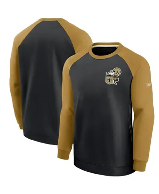 Men's Nike Black and Gold New Orleans Saints Historic Raglan Performance Pullover Sweater