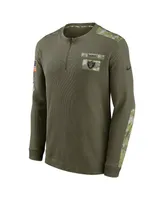 Men's Nike Olive Las Vegas Raiders 2021 Salute To Service Henley Long Sleeve Thermal Top