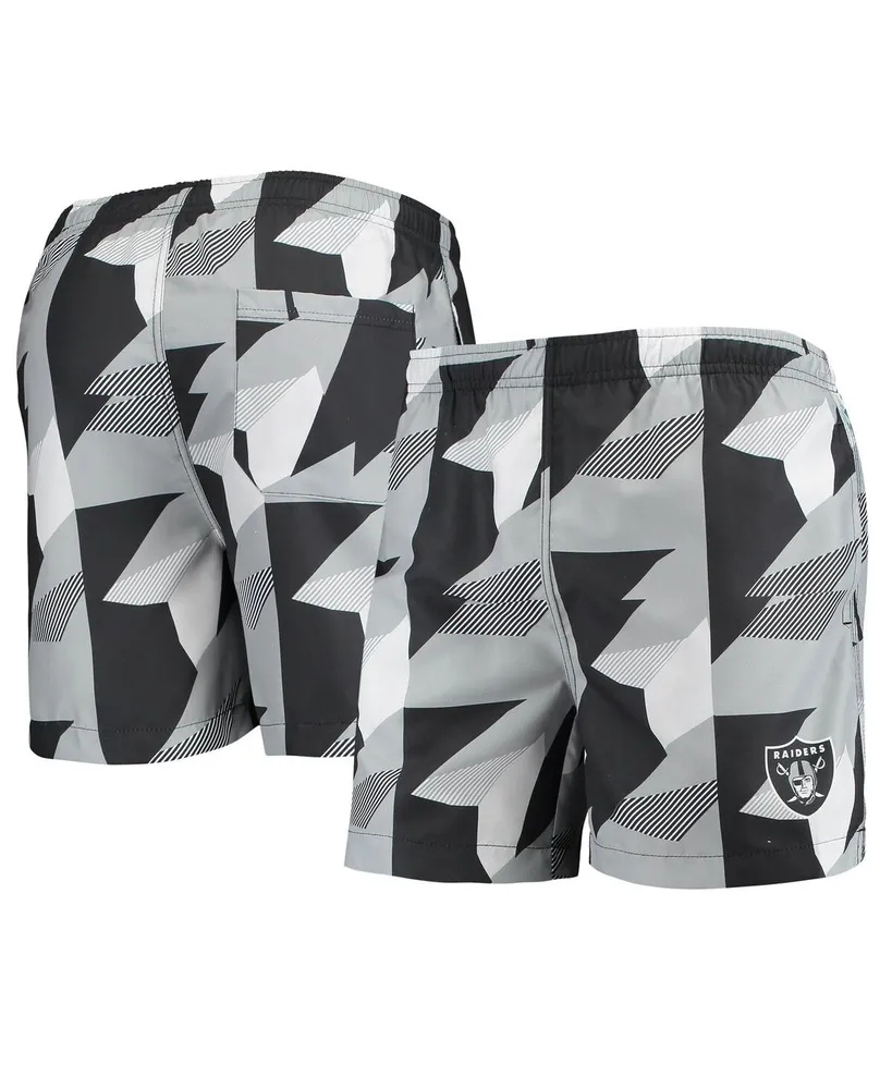 Men's Foco Black and Silver Las Vegas Raiders Geo Print Swim Trunks