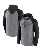 Men's Fanatics Heathered Gray and Black Las Vegas Raiders By Design Raglan Pullover Hoodie