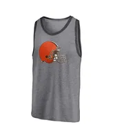 Men's Fanatics Heathered Gray and Charcoal Cleveland Browns Famous Tri-Blend Tank Top