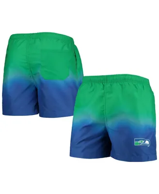 Men's Foco Royal Seattle Seahawks Retro Dip-Dye Swim Shorts
