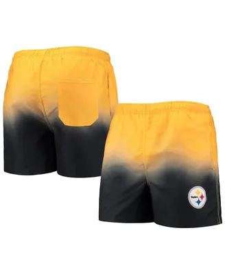 Men's Foco Gold, Black Pittsburgh Steelers Dip-Dye Swim Shorts