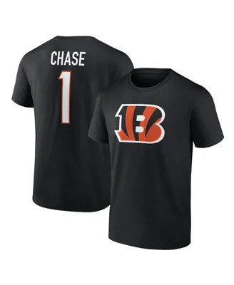 Men's Fanatics Ja'Marr Chase Black Cincinnati Bengals Player Icon Name and Number T-shirt