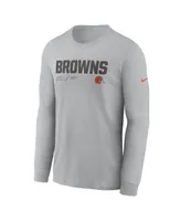 Men's Nike Silver Cleveland Browns Infograph Lock Up Performance Long Sleeve T-shirt