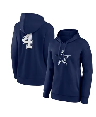 Women's Fanatics Dak Prescott Navy Dallas Cowboys Player Icon Name and Number V-Neck Pullover Hoodie