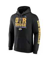 Men's Fanatics Black Los Angeles Rams Super Bowl Lvi Champions Hometown Audible Fitted Pullover Hoodie