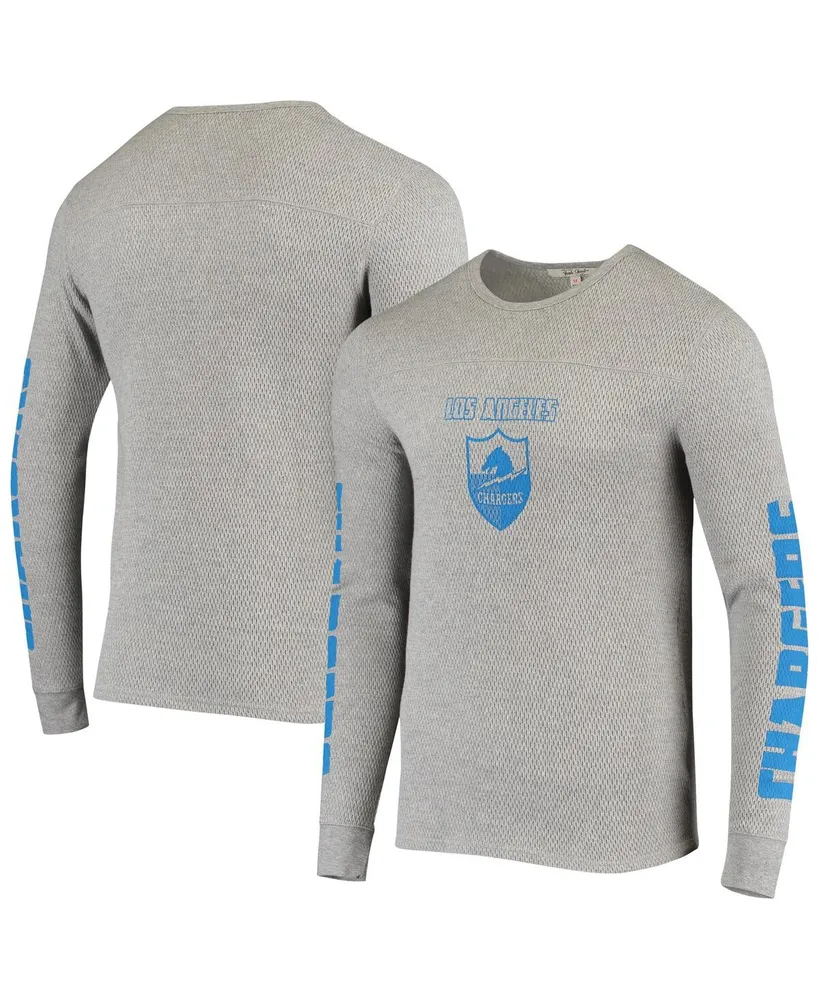 Men's Junk Food Heathered Gray Los Angeles Chargers Heavyweight Thermal Long Sleeve T-shirt