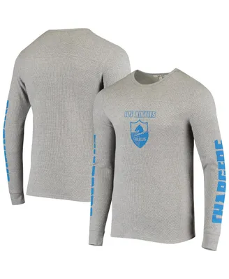 Men's Junk Food Heathered Gray Los Angeles Chargers Heavyweight Thermal Long Sleeve T-shirt