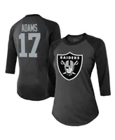 Women's Majestic Threads Davante Adams Black Las Vegas Raiders Player Name & Number Raglan 3/4-Sleeve T-shirt