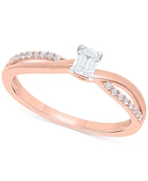 Diamond Emerald-Cut Swirl Solitaire Engagement Ring (1/4 ct. tw) in 14k White, Yellow or Rose Gold