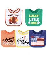 The Peanutshell Terry Feeding Baby Boy or Girl Bibs, 10 Pack, Holiday