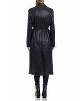 Avec Les Filles Women's Double-Breasted Belted Faux-Leather Coat