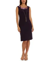 R & M Richards Women's Necklace Dress Foil-Print Jacket