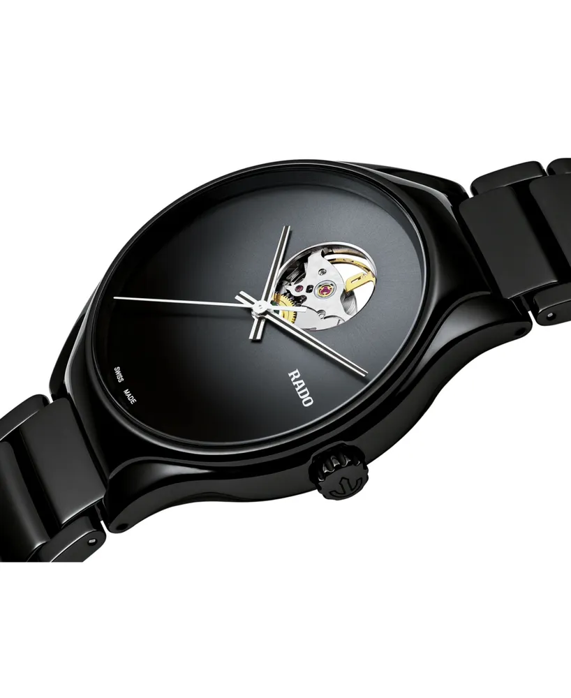 Rado Unisex Swiss Automatic True Secret Black Ceramic Bracelet Watch 40mm