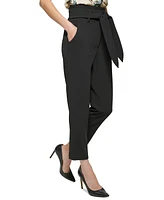 Dkny Women's Tie-Waist High-Rise Straigh-Fit Pants