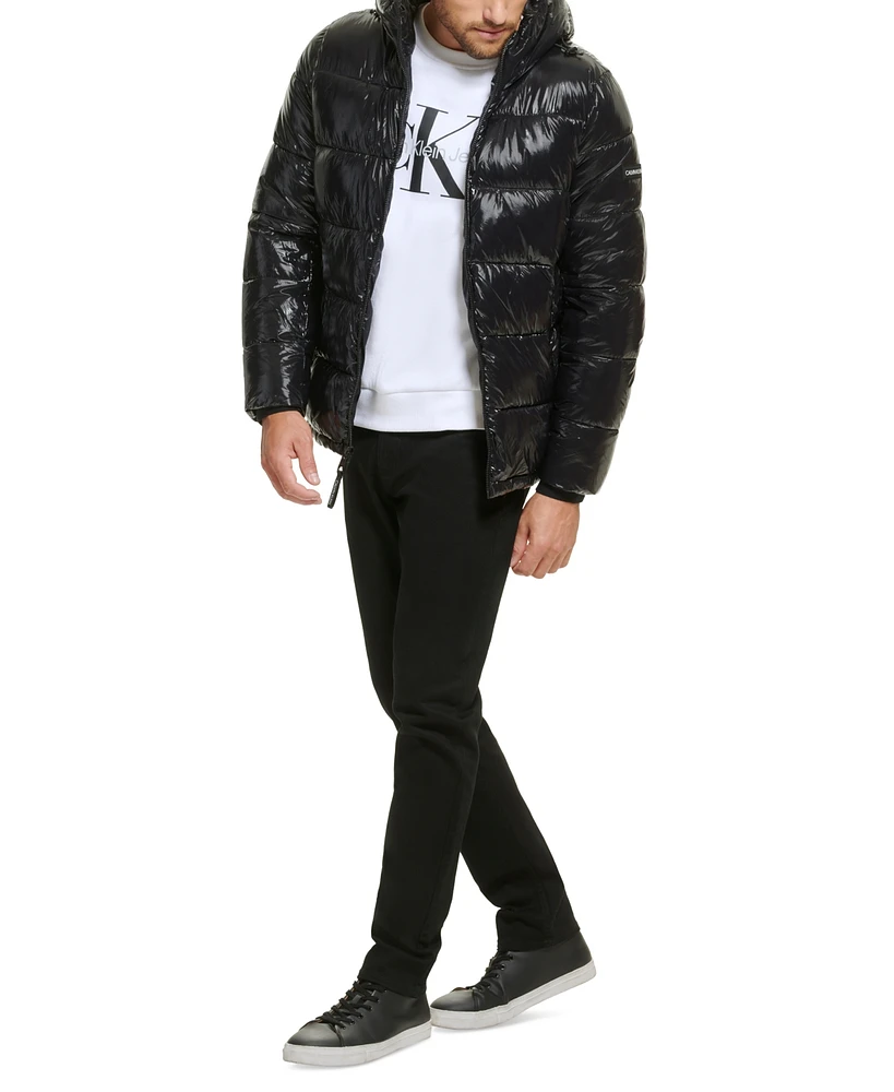 Calvin Klein Men's High Shine Hooded Puffer Jacket