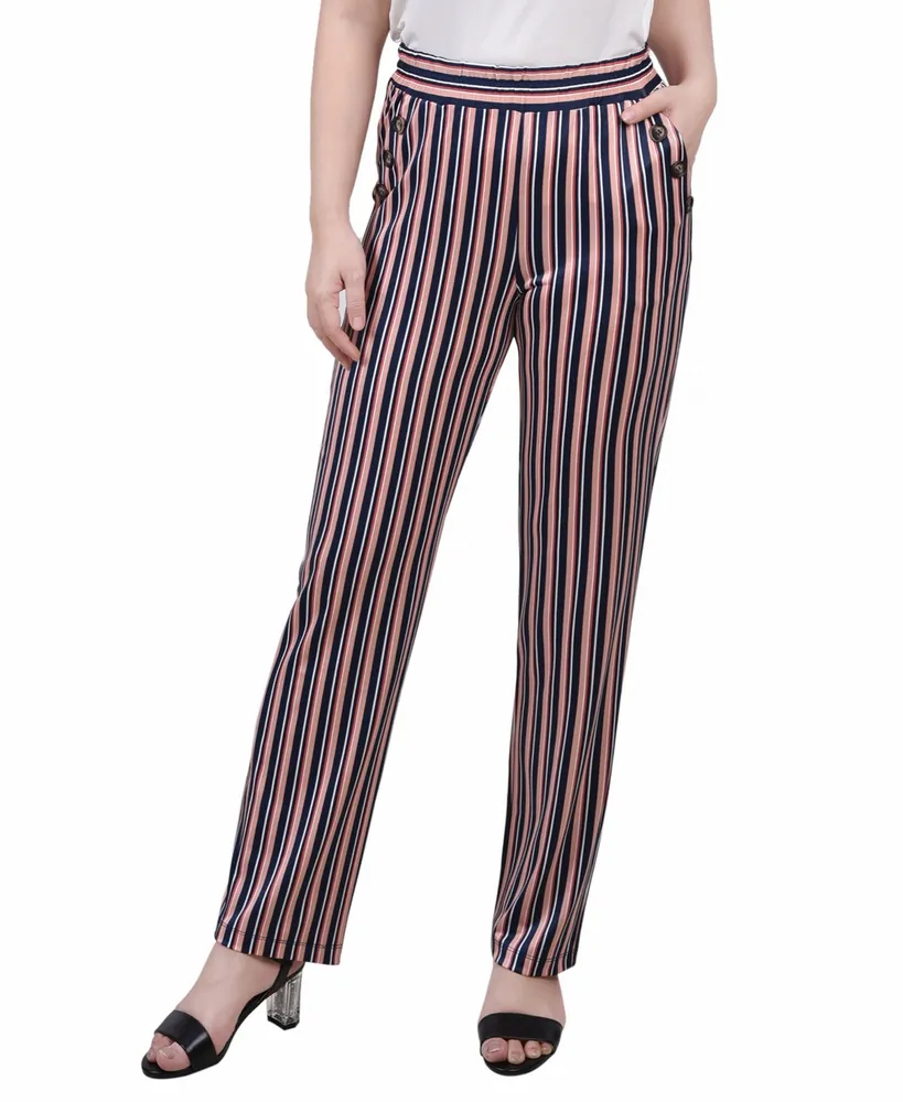 NY Collection Petite Mid Rise Pull On Wide-Leg Palazzo Pant