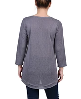 Ny Collection Petite 3/4 Sleeve V-neck Top