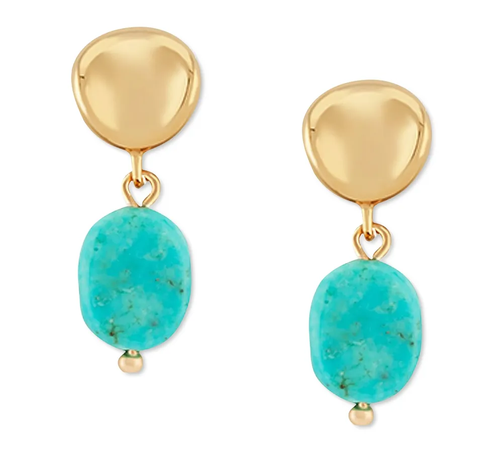 Turquoise & Nugget Sculptural Drop Earrings in 14k Gold