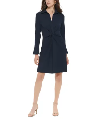 Tommy Hilfiger Petite Ribbed Knit Bell-Sleeve Shirtdress