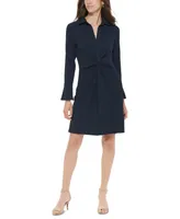Tommy Hilfiger Petite Ribbed Knit Bell-Sleeve Shirtdress