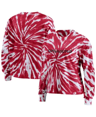 Women's Wear by Erin Andrews Red Wisconsin Badgers Tie-Dye Long Sleeve T-shirt