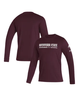 Men's adidas Maroon Mississippi State Bulldogs Sideline Locker Strikethrough Creator Aeroready Long Sleeve T-shirt