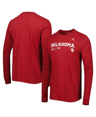 Men's Jordan Crimson Oklahoma Sooners Team Practice Performance Long Sleeve T-shirt