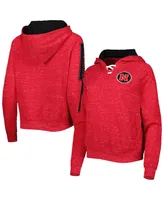 Women's Colosseum Scarlet Nebraska Huskers The Devil Speckle Lace-Placket Raglan Pullover Hoodie