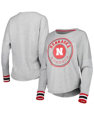 Women's Colosseum Heathered Gray Nebraska Huskers Andy Long Sleeve T-shirt