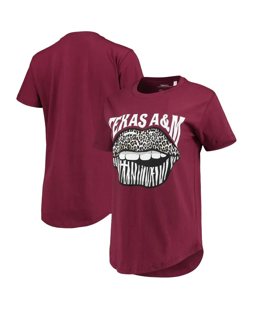 Women's Pressbox Maroon Texas A&M Aggies Wild Lips Core T-shirt