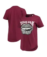 Women's Pressbox Maroon Texas A&M Aggies Wild Lips Core T-shirt