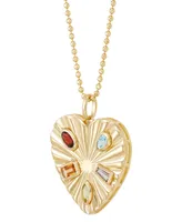 Multi-Stone (1 ct.tw.) 18" Heart Pendant Necklace in 14k Gold-Plated Sterling Silver