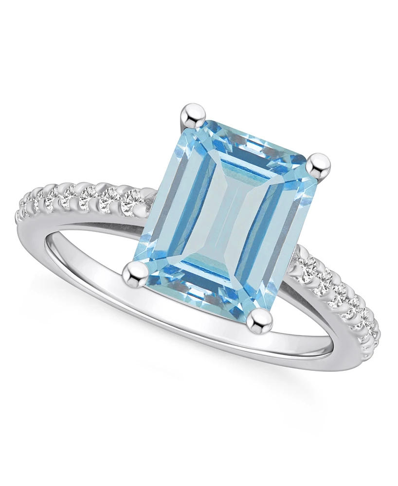 Macy's Aquamarine (3 ct. t.w.) and Diamond (1/4 Ring 14K Gold