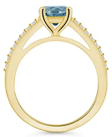 Macy's Aquamarine (1-1/4 ct. t.w.) and Diamond (1/6 Ring 14K Yellow Gold