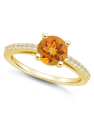 Macy's Citrine (1-1/4 ct. t.w.) and Diamond (1/6 Ring 14K Yellow Gold