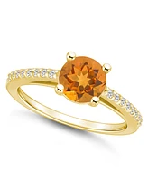 Macy's Citrine (1-1/4 ct. t.w.) and Diamond (1/6 Ring 14K Yellow Gold