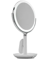 Sharper Image SpaStudio Vanity 8-inch Mirror with Built-In Qi Wireless Phone Charger, 5X and 10X Magnification