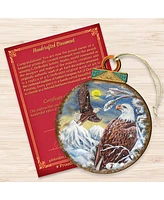 Designocracy Eagles Ball Wooden Ornaments, Set of 2