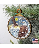 Designocracy Eagles Ball Wooden Ornaments, Set of 2