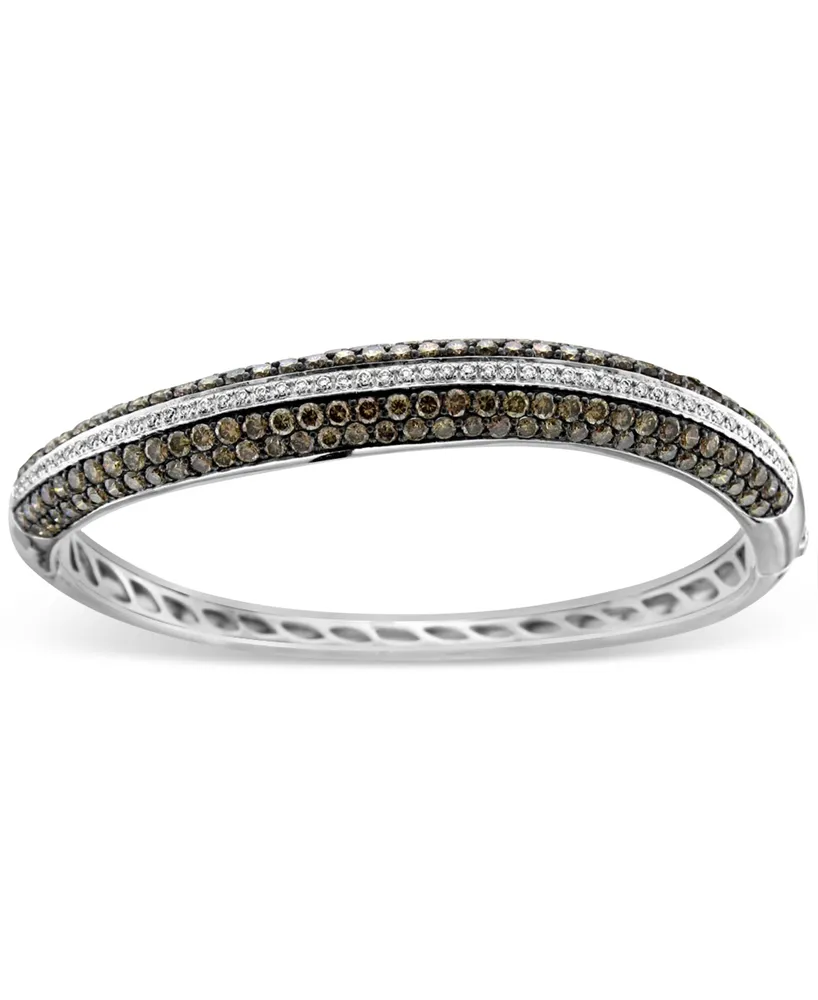 Le Vian Chocolate Diamond (6-1/20 ct. t.w.) & Vanilla Diamond (3/8 ct. t.w.) Pave Bangle Bracelet in 14k White Gold