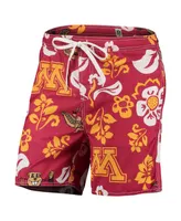 Men's Wes & Willy Maroon Minnesota Golden Gophers Floral Volley Logo Swim Trunks