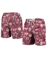 Men's Wes & Willy Maroon Virginia Tech Hokies Vintage-Like Floral Swim Trunks