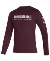 Men's adidas Maroon Mississippi State Bulldogs Sideline Locker Strikethrough Creator Aeroready Long Sleeve T-shirt