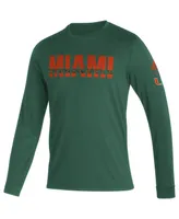 Men's adidas Green Miami Hurricanes Sideline Locker Strikethrough Creator Aeroready Long Sleeve T-shirt