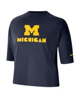 Women's Nike Navy Michigan Wolverines Crop Performance T-shirt