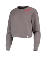 Women's League Collegiate Wear Charcoal Nebraska Huskers Corded Timber Cropped Pullover Sweatshirt