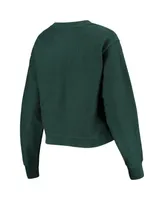 Women's League Collegiate Wear Green Michigan State Spartans Corded Timber Cropped Pullover Sweatshirt